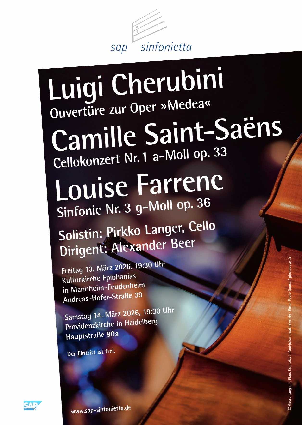 Konzertplakat der SAP Sinfonietta im M&auml;rz 2026